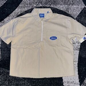 Ford Men's Beige Striped Casual Shirt